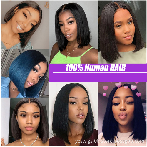 Wholesale Raw Indian Hair Short Bob Lace Wigs Human hair Swiss Hd Lace Frontal Closure Wig Cheap Lace Front Wig For Black Women